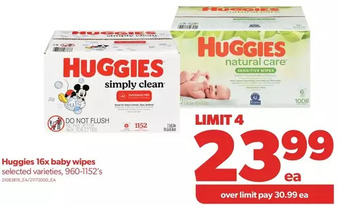 Real Canadian Superstore Huggies 16x baby wipes offer