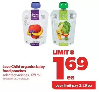 Real Canadian Superstore Love child organics baby food pouches offer
