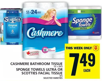 Food Basics Cashmere bathroom tissue | sponge towels ultra or scotties facial tissue offer