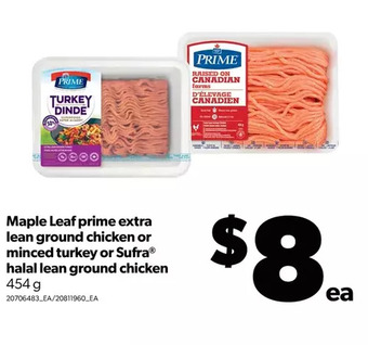 Real Canadian Superstore Maple leaf prime extra lean ground chicken or minced turkey or sufra halal lean ground chicken offer