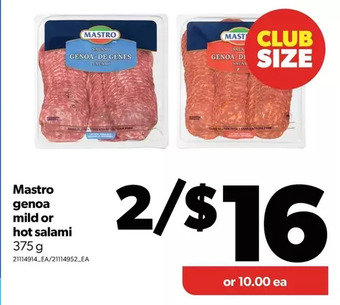 Real Canadian Superstore Mastro genoa mild or hot salami offer