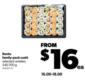 Real Canadian Superstore Bento family-pack sushi offer