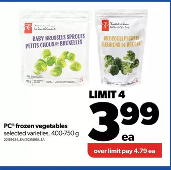 Real Canadian Superstore Pc frozen vegetables offer