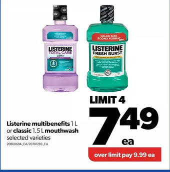 Real Canadian Superstore Listerine multibenefits or classic mouthwash offer