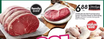 Sterling silver fresh boneless sirloin tip oven roast or marinating steak