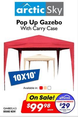 Factory Direct Arctic sky 10x10' pop up gazebo with carry case offer