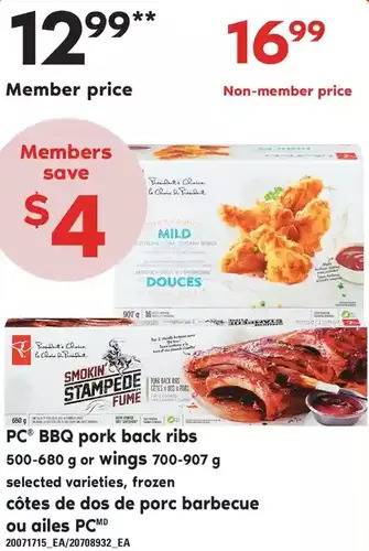 Independent Grocer Pc bbq pork back ribs or wings offer
