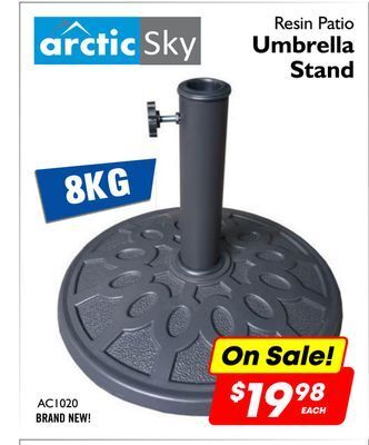 Factory Direct Arctic sky 8kg resin patio umbrella stand offer