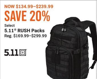 Bass Pro Select 5.11 rush packs offer
