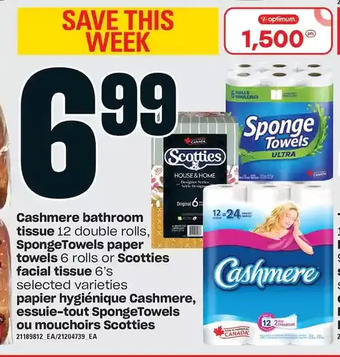 Independent Grocer Cashmere bathroom tissue, spongetowels paper towels or scotties facial tissue offer