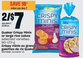 Independent Grocer Quaker crispy minis or large rice cakes offer