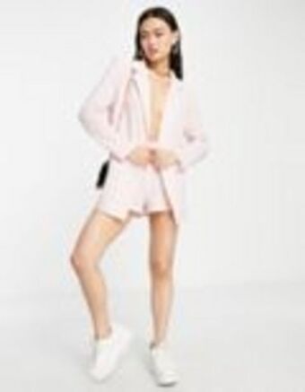 Asos Asos design jersey textured boyfriend suit blazer in blush gingham offer