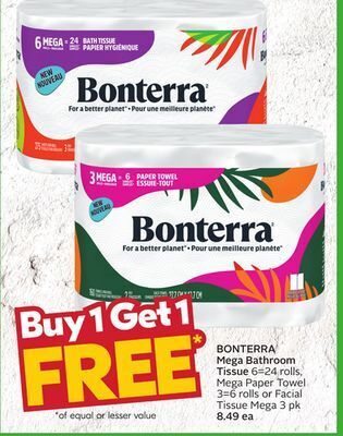 Sobeys Bonterra mega bathroom tissue offer