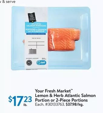 Walmart Your fresh market lemon & herb atlantic salmon portion or 2-piece portions offer