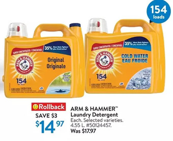 Walmart Arm & hammer laundry detergent offer