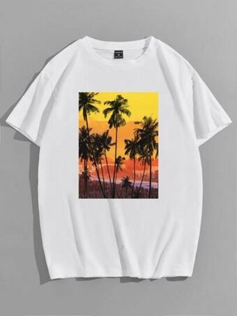 SheIn Shein men coconut tree print tee offer