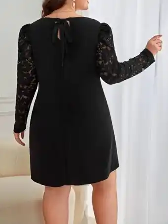 SheIn Shein frenchy plus contrast lace tie back dress offer