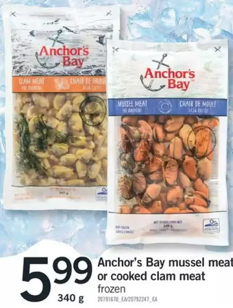 Fortinos Anchor's bay mussel meat or cooked clam meat offer