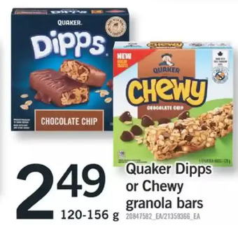 Fortinos Quaker dipps or chewy granola bars offer
