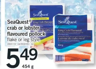 Fortinos Seaquest crab or lobster flavoured pollock offer