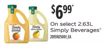 Fortinos Simply beverages offer