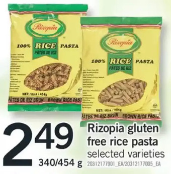 Fortinos Rizopia gluten free rice pasta offer