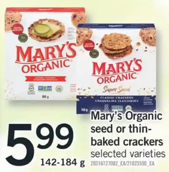 Fortinos Mary's organic seed or thin-baked crackers offer