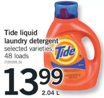 Fortinos Tide liquid laundry detergent offer