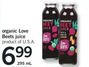 Fortinos Organic love beets juice offer