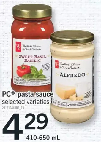 Fortinos Pc pasta sauce offer