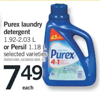 Fortinos Purex laundry detergent or persil offer
