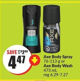 FreshCo Axe body spray 76-113 g or axe body wash 473 ml offer