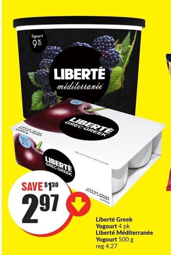 FreshCo Liberte greek yogourt 4 pk mediterranee yogourt 500 g offer