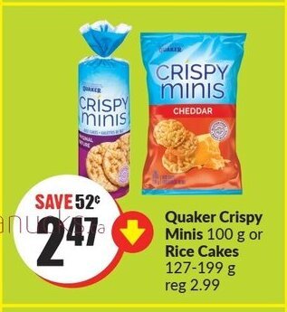 FreshCo Quaker crispy minis 100 g or rice cakes 127-199 g offer