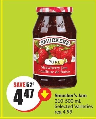 FreshCo Smucker's jam 310-500 ml offer