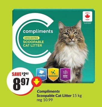FreshCo Compliments scoopable cat litter 15 kg offer