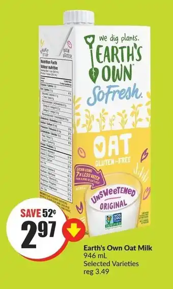 FreshCo Earth's Own oat milk 946 ml offer