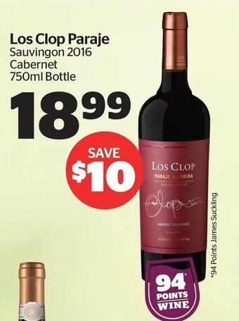 Co-op Los Clop Paraje Sauvignon 2016 Cabernet 750ml Bottle offer