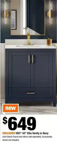Home Depot Hdc 30 ellia vanity in navy offer