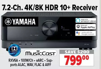 2001 Audio Video Yamaha 7.2-ch. 4k/8k hdr 10+ receiver offer