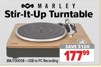 2001 Audio Video Marley stir-it-up turntable offer