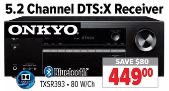 2001 Audio Video Onkyo 5.2 channel dts:x receiver offer