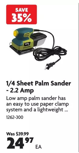 Home Hardware 1/4 set palm sander - 2.2 amp offer
