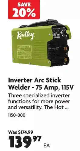 Home Hardware Inverter arc stick welder - 75 amp, 115v offer
