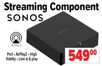 2001 Audio Video Sonos streaming component offer