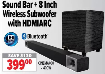 2001 Audio Video Sound bar + 8 inch wireless subwoofer with hdmiarc offer