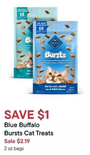 Petvalu Blue buffalo bursts cat treats offer