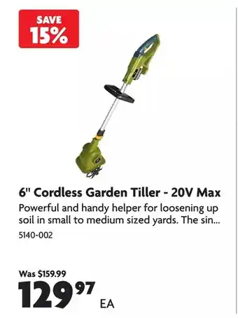 Home Hardware 6 cordless garden tiller - 20v max offer