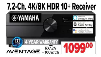 2001 Audio Video Yamaha 7.2-ch. 4k/8k hdr 10+ receiver offer
