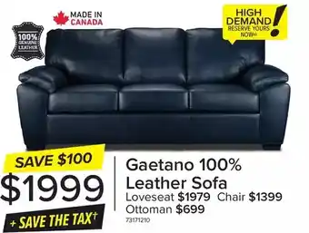 Leon's Gaetano 100% leather sofa | loveseat | chair | ottoman offer